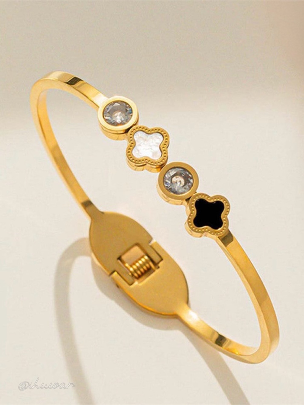 Mother of Pearl 18k Gold Plated Stainless Steel Bangle